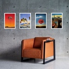 Kit 4 Quadros Artes Salvador Dalí 33x24cm - Com Vidro Moldura