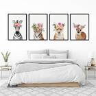 Kit 4 Quadros Bichinhos Com Coroas 45x34cm - Com Vidro Moldur