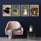 Kit 4 Quadros Cachorrinhos Pet 24x18cm Moldura:madeira Branca