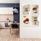 Kit 4 Quadros Cantinho Do Café 45x34cm - Com Vidro Moldura Pr