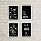 Kit 4 Quadros Cantinho Do Café com fé 33x24cm - Com Vidro Mol