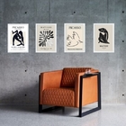 Kit 4 Quadros Cinza Preto - Matisse Picasso 24x18cm - Com Vid