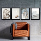 Kit 4 Quadros Coleção Praia Soft 45x34cm Moldura:madeira Preta