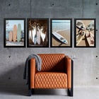 Kit 4 Quadros Coleção Praia Surf - Pranchas 33x24cm - Com Vid