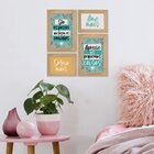 Kit 4 Quadros Com Moldura Frases Colorido Flores Decoração
