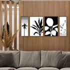 Kit 4 Quadros Com Moldura Plantas Pássaros Escritório Sala