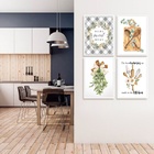 Kit 4 Quadros Cozinha - Sweet Home 24x18cm - Com Vidro Moldur