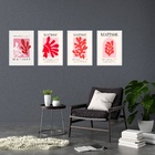 Kit 4 Quadros Decorativos Artes Matisse Mulher Coral 45x34cm