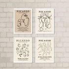 Kit 4 Quadros Decorativos Artes Picasso 33x24cm Moldura:madei