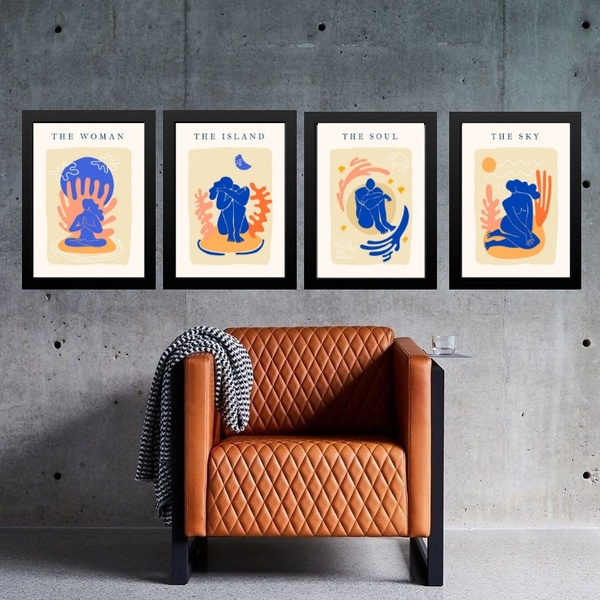 Kit 4 Quadros Decorativos Artes Zen Matisse 33x24cm - Com Vid