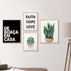 Kit 4 Quadros Decorativos Com Moldura Frases Plantas Sala