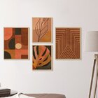 Kit 4 Quadros Decorativos Com Moldura Geométrico Minimalista