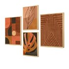 Kit 4 Quadros Decorativos Com Moldura Geométrico Minimalista