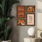Kit 4 Quadros Decorativos Família Frases Folhas Sala