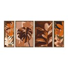 Kit 4 Quadros Decorativos Folhagem Folhas Elegante Quarto