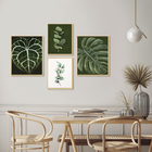 Kit 4 Quadros Decorativos Folhagens Costela De Adão Verde Nat