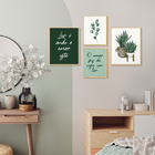 Kit 4 Quadros Decorativos Folhagens Natureza Frases Lar Verde