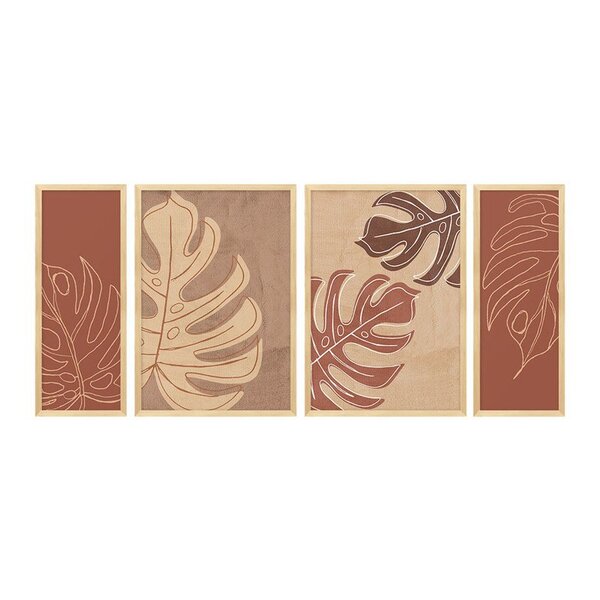 Kit 4 Quadros Decorativos Folhas Minimalista Sala Cozinha