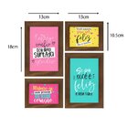 Kit 4 Quadros Decorativos Frase Gratidão Menina Colorido Quar