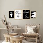 Kit 4 Quadros Decorativos Geométrico Frases Fé Deus Sala