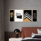 Kit 4 Quadros Decorativos Geométrico Leão Frases Escritório