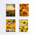 Kit 4 Quadros Decorativos Girassóis 24x18cm Moldura:madeira B