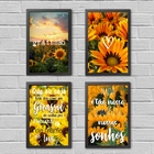 Kit 4 Quadros Decorativos Girassóis 45x34cm - Com Vidro Moldu
