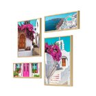 Kit 4 Quadros Decorativos Grécia Paisagens Rosa