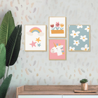 Kit 4 Quadros Decorativos Infantil Menina Rosa Unicórnio Flor