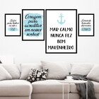 Kit 4 Quadros Decorativos Mar Calmo - Azul 33x24cm - Com Vidr