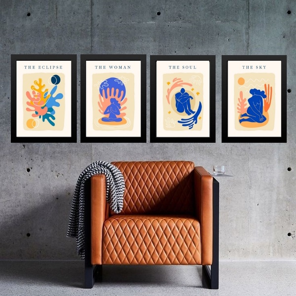 Kit 4 Quadros Decorativos Matisse - Zen 33x24cm - Com Vidro M