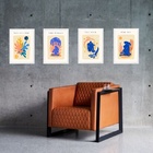 Kit 4 Quadros Decorativos Matisse - Zen 33x24cm Moldura Preta