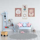 Kit 4 Quadros Decorativos Menina Borboleta Infantil Balão Qua