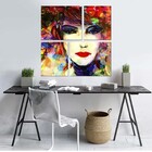 Kit 4 Quadros Decorativos Mulher Moderna Abstrato