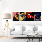 Kit 4 Quadros Decorativos Músicos Jazz 24x18cm Moldura:madeir