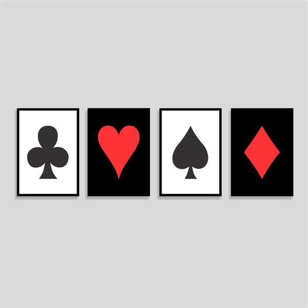 Kit 4 Quadros Decorativos Naipes 21x30 Pvc Luven Bra