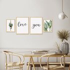Kit 4 Quadros Decorativos Plantas Frases Amor Cozinha
