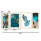 Kit 4 Quadros Decorativos Praia Mar Folhas Sala Quarto