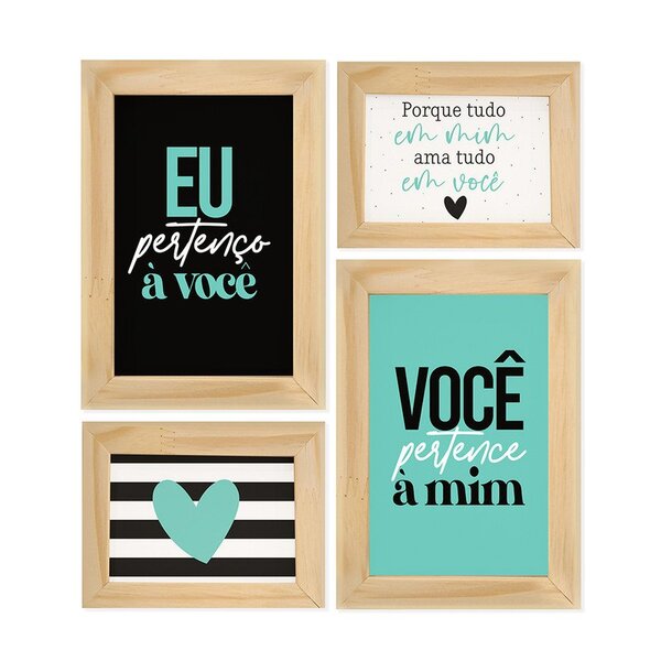 Kit 4 Quadros Decorativos Quarto Casal Namorado Conjunto Sala