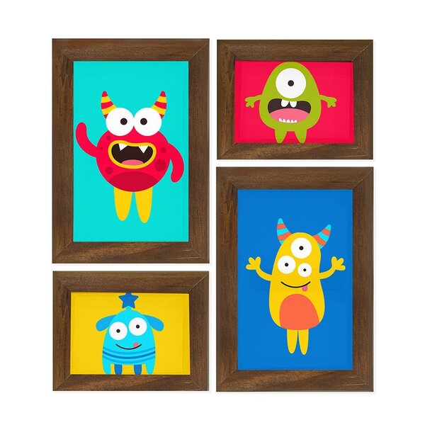 Kit 4 Quadros Decorativos Quarto Infantil Menino Crianças Col