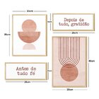 Kit 4 Quadros Decorativos Rose Abstrato Boho Frases Gratidão