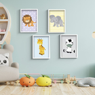 Kit 4 Quadros Decorativos Safari Moldura E Vidro Quarto Infan