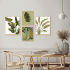 Kit 4 Quadros Decorativos Verde Plantas Folhagens