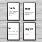 Kit 4 Quadros Definição Lar Amor Família Viagem 45x34cm Moldu