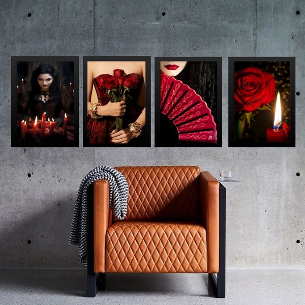 Kit 4 Quadros Entidade Maria Padilha Das Almas 24x18cm - Com