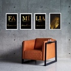 Kit 4 Quadros Família - Folha Dourada 45x34cm Moldura:madeira