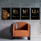 Kit 4 Quadros Família - Leão Dourado 33x24cm Moldura:madeira