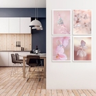 Kit 4 Quadros Fotografias Borboletas Rosas 45x34cm Moldura:ma