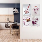 Kit 4 Quadros Fotografias Vinho Tinto 33x24cm Moldura Preta