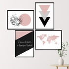 Kit 4 Quadros Geométricos Com Frase Deus 45x34cm A3 (45 X 34)